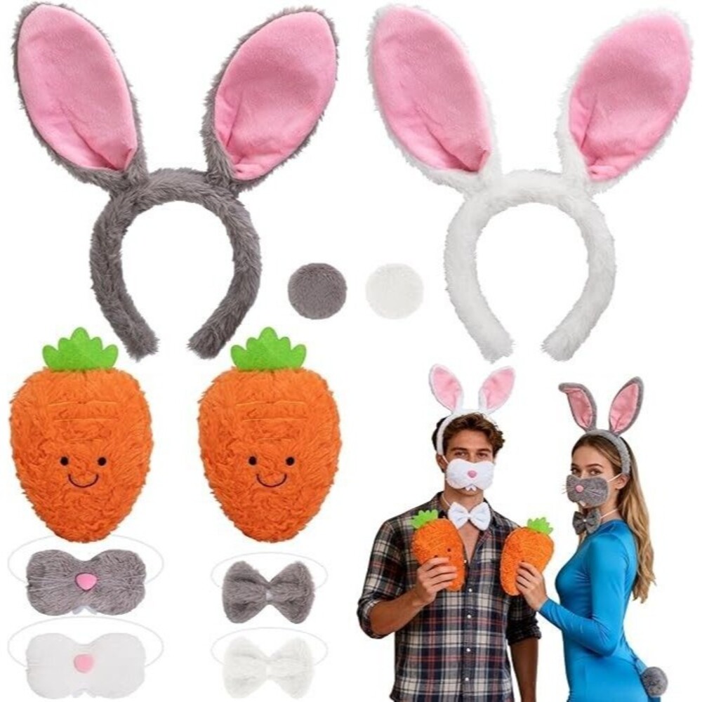 Bunny Ears Headband Nose Tail Bow Tie,Carrots,Easter Bunnies Accessories NEW